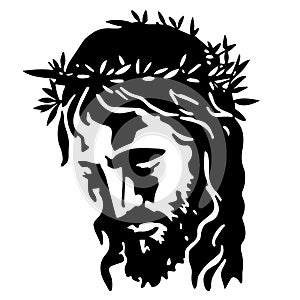 Jesus Christ. Hand drawn vector illustration. Black silhouette svg of Jesus, laser cutting cnc.