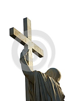 Jesus Christ holds passion cross