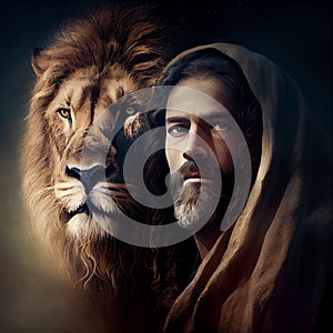 Jesus Christ and the lion of judah, religion and faith of christianity, bibical story, book of Genesis photo