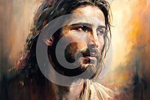 Jesus Christ oil painting. Generative AI