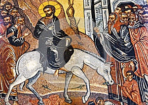 Jesus Christ Palm Sunday Mosaic Saint George Church Madaba Jordan