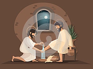 Jesus Christ and Peter. The washing of the feet. Maundy Thursday