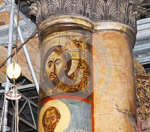 Jesus Christ on the Pillar in The magnificent Basilica of Christâ€™s Nativity in Bethlehem