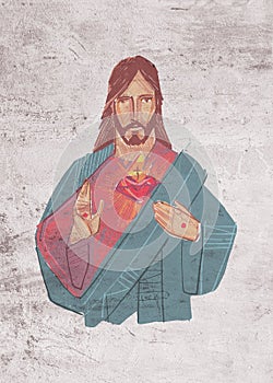 Jesus Christ Sacred Heart illustration