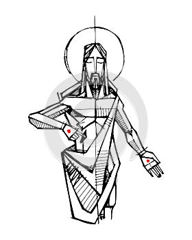 Jesus Christ Sacred Heart illustration