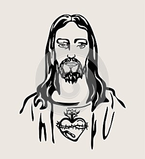 Jesus Christ with the Sacred Heart, vector design