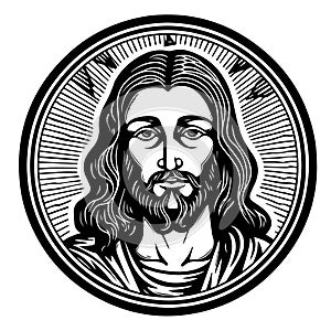 Jesus Christ Savior vector illustration. Black silhouette of Jesus, laser cutting cnc