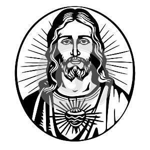 Jesus Christ Savior vector illustration. Black silhouette of Jesus, laser cutting cnc