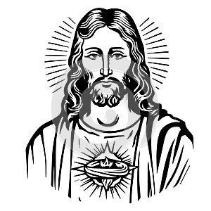 Jesus Christ Savior vector illustration. Black silhouette of Jesus, laser cutting cnc