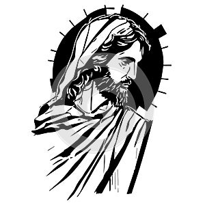 Jesus Christ Savior vector illustration. Black silhouette of Jesus, laser cutting cnc