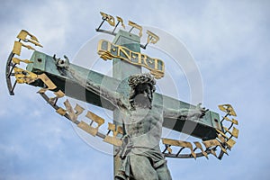 Jesus Christ sculpture on the cross crucifix