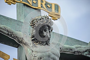 Jesus Christ sculpture on the cross crucifix