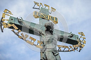 Jesus Christ sculpture on the cross crucifix