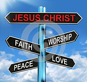 Jesus Christ Signpost Means Faith Worship