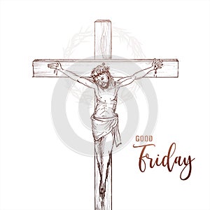 Jesus christ sketch good friday and easter day cross background