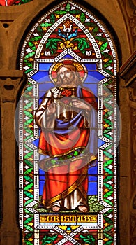 Jesus Christ, stained glass window in the Basilica di Santa Croce in Florence