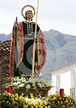 Jesus Christ statue on a float