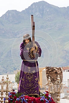 Jesus Christ statue on a float