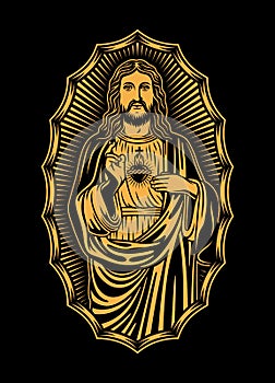 Jesus Christ Vector Illustration on Black