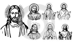 Jesus Christ Vector illustration. Black silhouette svg of Jesus, laser cutting cnc.