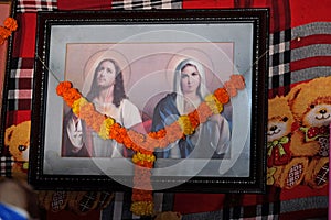 Jesus Christ and the Virgin Mary, Candolim Beach Bar, Goa, India photo