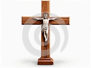 Jesus Christ Wood Cross On A White Background