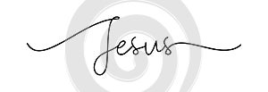 Jesus. Christian, bible, religious, churh cursive script word. photo