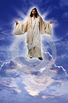 Jesús en una nube al cielo después de su resurrección según Hechos capítulo 1