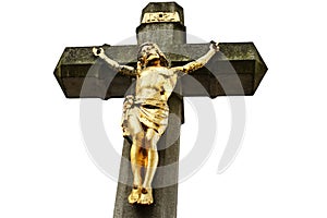 Jesus on the cross isolated on white background. Crucifiction.Jesus on the cross isolated on white background. Crucifiction