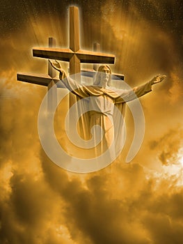 Jesus and crosses photo