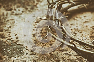 Jesus Crown of Thorns on the Grunge Background