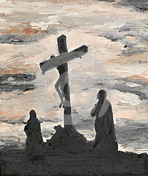 Jesus crucified on Golgotha