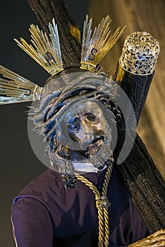 Jesus del Gran Poder with the cross on the shoulder in the Holy Week in Seville