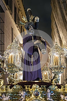 Jesus del Gran Poder with the cross on the shoulder in the Holy Week in Seville photo