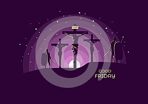 Jesus Dies On The Cross on Good Friday. Vector Illustration