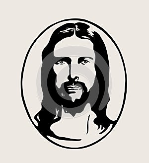 Jesus Face Silhouette Logo, art vector design photo