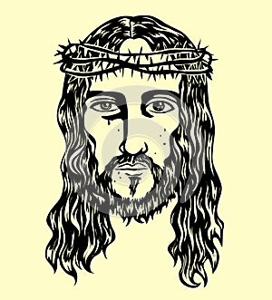 Jesus Face Sketch, art vector design photo
