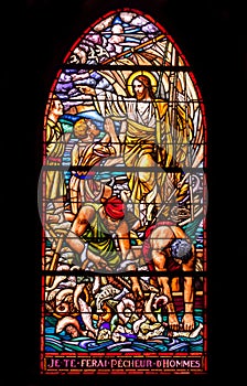 Jesus and Fishermen Stained Glass Window photo