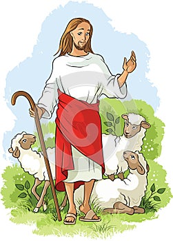 Jesus is a good shepherd. Easter Christian background