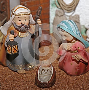 Jesus Joseph with the beard and the stick and Mary 1