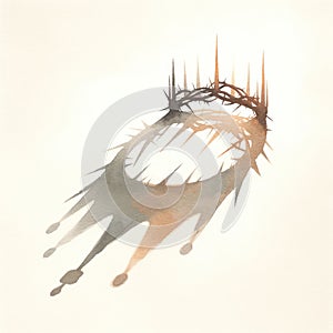 Jesus is King. Crown of thorns projecting a shadow in the shape of a King\'s crown. Watercolor