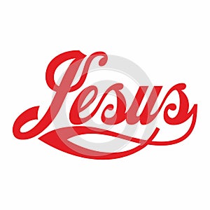 Jesus lettering and the fish sign. Christian illustration.