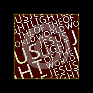 Jesus Light of the World inclined letters in black frame