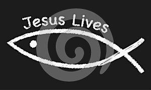 Jesus Lives Christian Fish Chalkboard