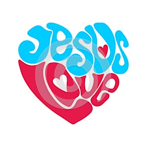 Jesus love heart. Christian illustration.