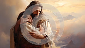 Jesus love Jesus hug disciple