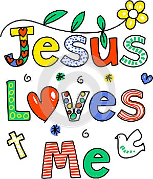 Jesus loves me Doodle Text