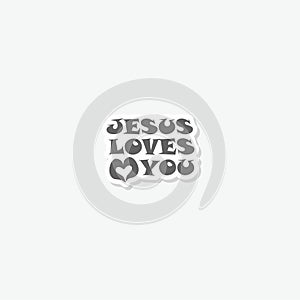 Jesus loves you simple icon sticker isolated on gray background