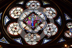 Jesus Mary Stained Glass Lower Chapel Sainte Chapelle Paris Fran