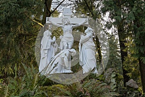 Jesus Nailed to the Cross Marble Statue